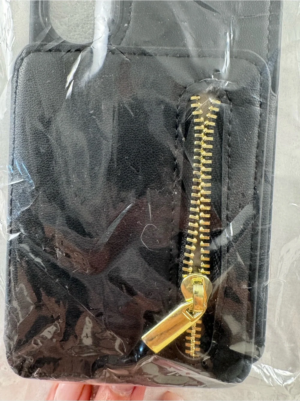 SX S25 Ultra Black Phone Case with Gold Zipper Wallet - Unbranded
